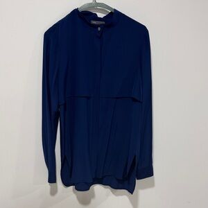 Vince Royal Deep Blue Shirt Jacket Small Silk Blouse